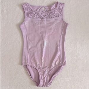 {Justice} CX J | Lace Shimmer Lattice Back Gymnastics Dance Leotard Leo Purple 8